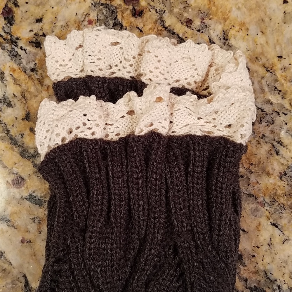 Women's Dark grey & lace Boot cuffs, NWOT boutique - Picture 4 of 8